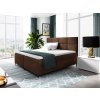 LEILA ágyneműtartós kárpitozott boxspring ágy matraccal - barna