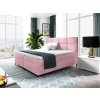 LEILA ágyneműtartós kárpitozott boxspring ágy matraccal - rózsaszín