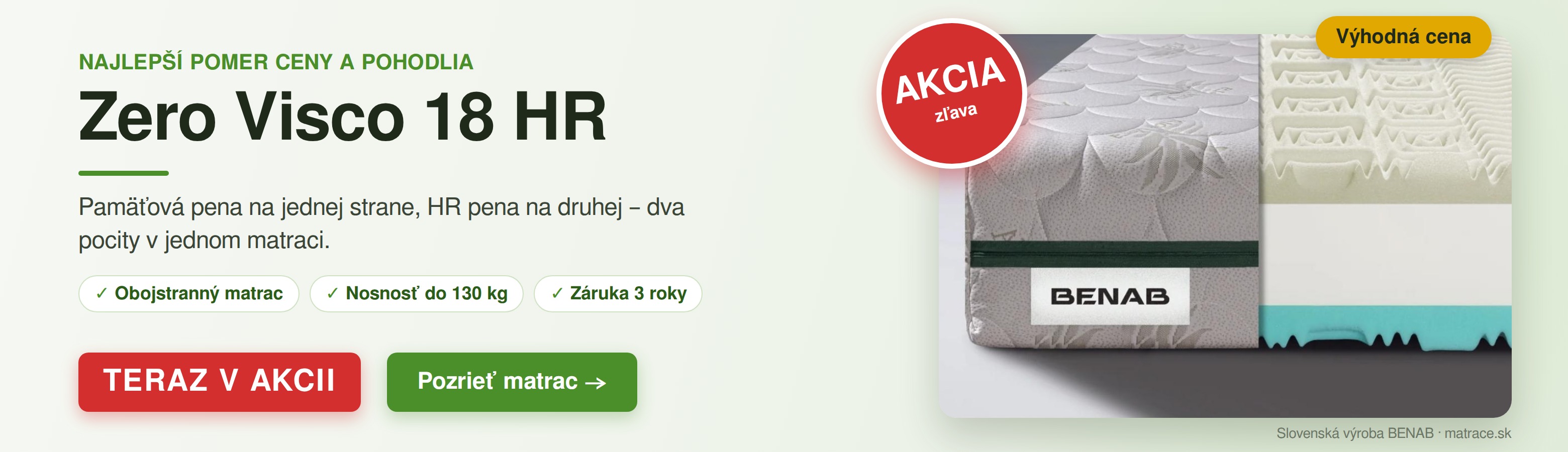 Matrac Zero Visco 18 HR – teraz v akcii