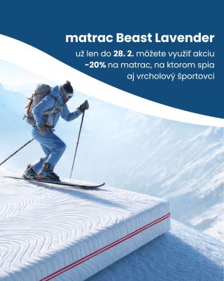 ✨ Len do 28.2. -20 % zľava na matrac Beast Lavender - matrac, na ktorom regenerujú aj vrcholový športovci. Matrac BEAST...