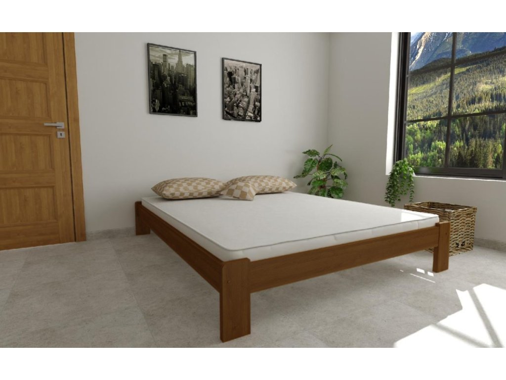 Zvýhodněný set: MATRACE+Postel z masivu borovice AURORA+rošt ZDARMA (Barva dub, Rozměr 120x200 cm, Model matrace GOLTEX 15cm)
