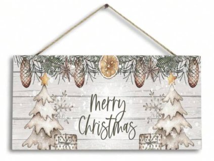 Karácsonyi fali ajtó dísztábla karácsonyi ünnep szenteste dekoráció fenyők tobozok ajándékok nagy Merry Christmas