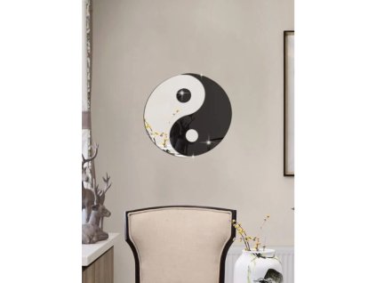 Akril fali dekoráció tükör tükrös öntapadós matrica Yin Yang Jin és Jang spirituális spiritualitás