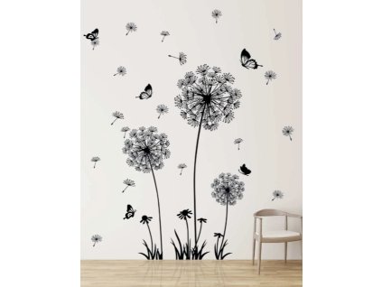 Falmatrica fekete pitypangok pillangók nappaliba hálószobába