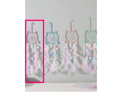 Álomfogó álomcsapda gyerekszobai gyerekszobába nagy macskafej alap lila