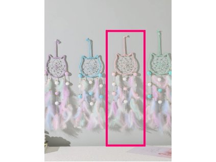 Álomfogó álomcsapda gyerekszobai gyerekszobába nagy macskafej alap rózsaszín