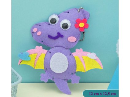 Gyerek varrókészlet gyerekeknek lila dinoszaurusz Pterosaurus kreatív játék varrás DIY csináld magad dekoráció