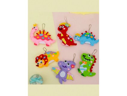 Gyerek varrókészlet gyerekeknek dinoszauruszok 6 részes kreatív játék varrás DIY csináld magad dekoráció