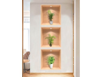 Falmatrica zöld növények 3 D hatású 3 növény vázában páfrány pálma