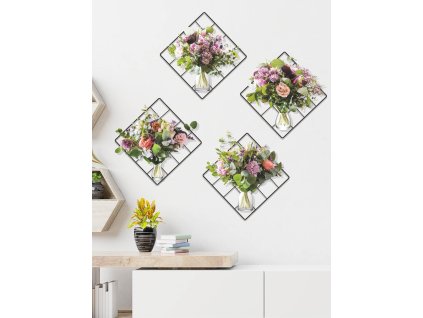 Falmatrica színes virágok vázában tavaszi 4 db-os