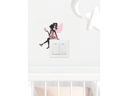Kapcsoló villanykapcsoló matrica pillangó tündér lány pillangó
