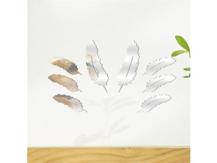 Akril fali dekoráció öntapadós tükör tükrös madártollak