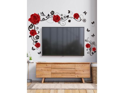 Falmatrica vörös rózsák rózsafüzér fekete pillangók