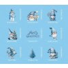 Karácsonyi sztatikus ablakmatrica karácsonyi ünnep szenteste dekoráció csillogó kék karácsonyi manók hóemberek fenyőfák hópelyhek Merry Christmas 9 lap