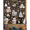 Karácsonyi sztatikus ablakmatrica ünnep, karácsony, szenteste fehér arany télapó hóember rénszarvas fenyőfák karácsonyfák ajándékok havas ház házikó csengők hópelyhek 9 lap