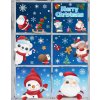 Karácsonyi sztatikus ablakmatrica ünnep, karácsony, szenteste télapó Mikulás hóember rénszarvas jegesmedve ajándékok fenyőfák mikulás szán hópelyhek csengő harang gyertya mézeskalács Merry Christmas felirat 9 lap