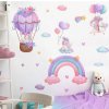 Kislány gyerekszobai falmatrica gyerekszobába unikornisok, egyszarvúk szivárványok, lufik, felhők, csillagok, szívek, hőlégballon
