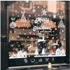 Karácsonyi öntapadós falmatrica ablakmatrica karácsonyi ünnep szenteste dekoráció fehér rénszarvasok, hópelyhek, házak, fenyőfák díszek csengők harangok szalagok ajándékok Merry Christmas Happy New Year felirat 6 lap