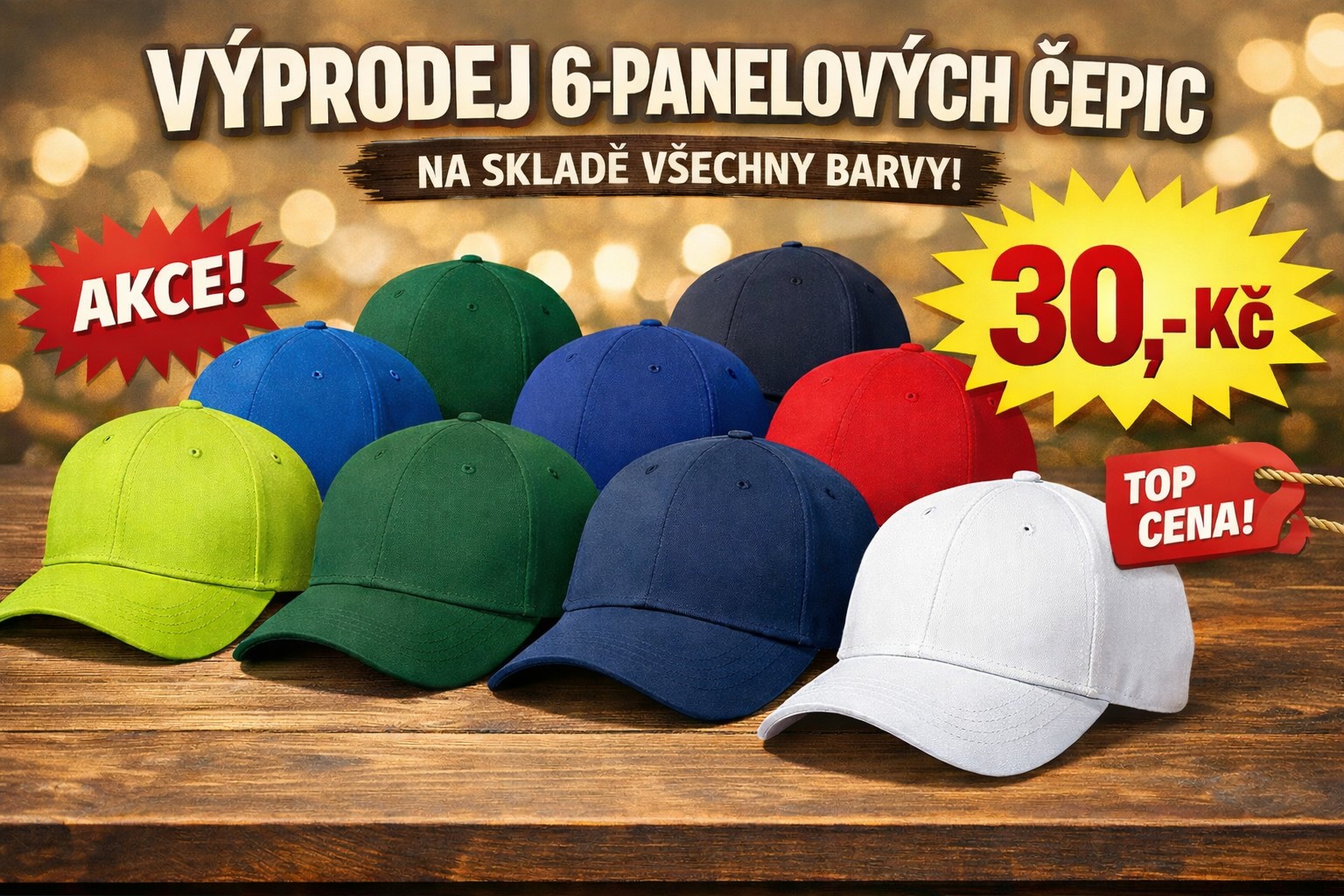 Akce na kšiltovky všech barev.