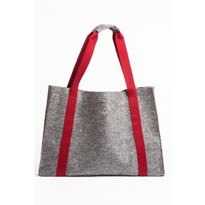 Recyklovaná taška Regenesi Maxi shopper bez potisku šedá | červená cherry