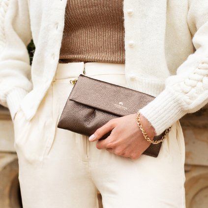 Kožené psaníčko Candy | bronzová metalická