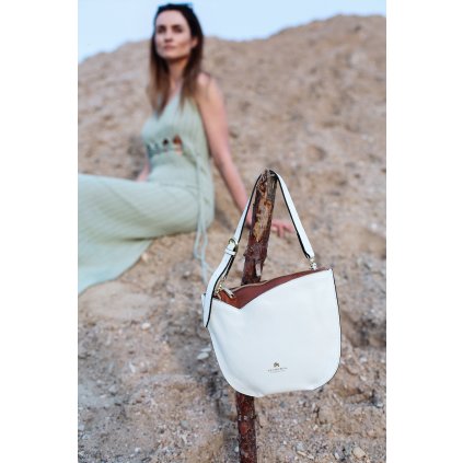 Kožená baguette kabelka | bílá