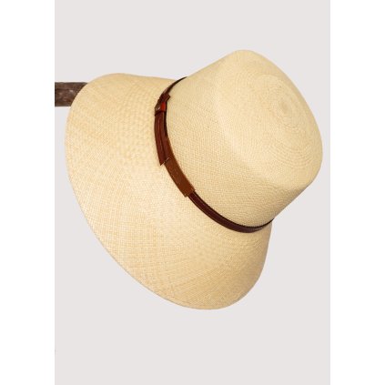Klobouk Lerici | přírodní s koženým páskem
