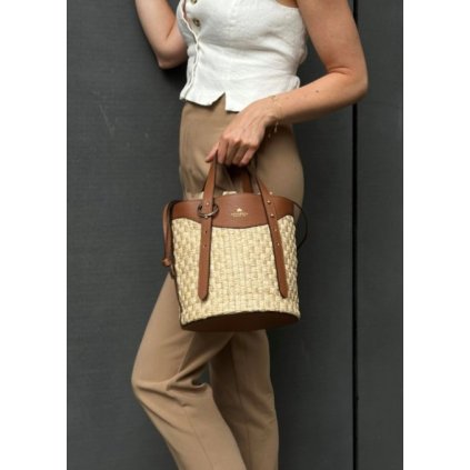Slaměná bucket bag Amber | koňaková