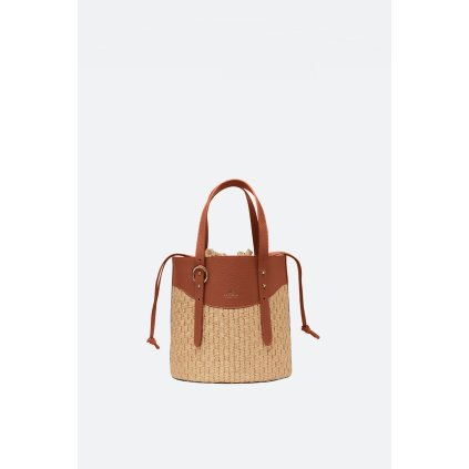 Slaměná bucket bag Amber | koňaková