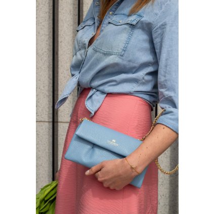 Kožené psaníčko Candy | nebesky modrá