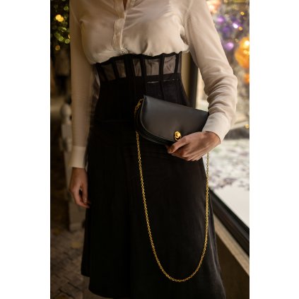 Psaníčko Deva kožené se zlatou sponkou | černá