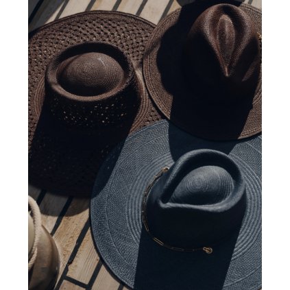 Slaměný klobouk Livy JR s řetízkem | jeansová