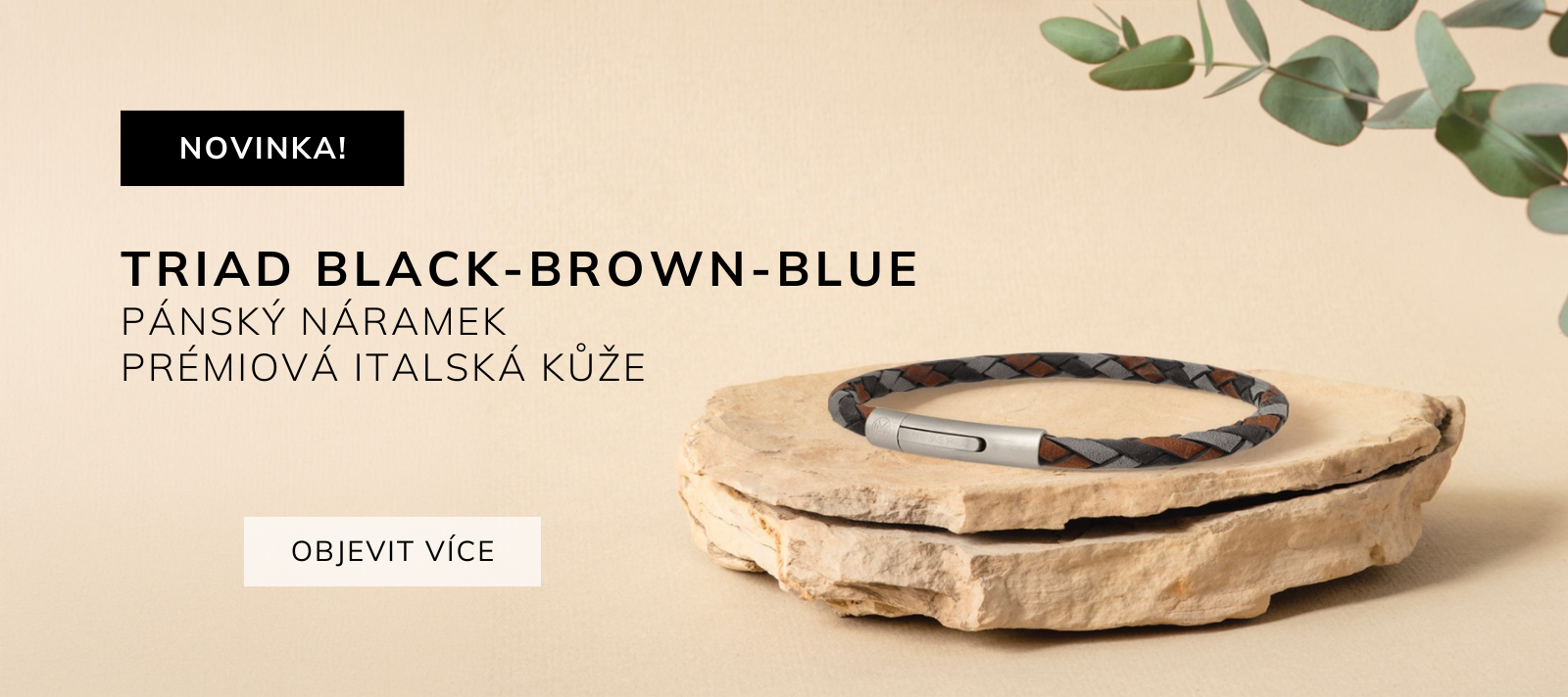 Pánský kožený náramek TRIAD BLACK-BROWN-BLUE