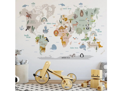 detska samolepka mapa sveta pastelova4