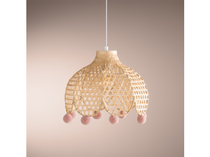 Dětský bambusový lustr POMPOM - 28 cm