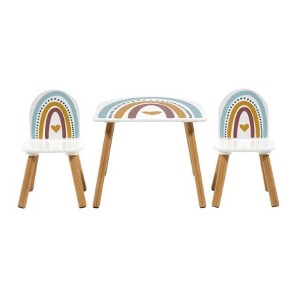 set table et 2 chaises arc en ciel mdf pin multicolore 36867 36867 DEB WEB
