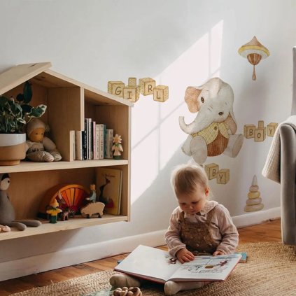 3128 1 samolepky na zed slonik s kostickami