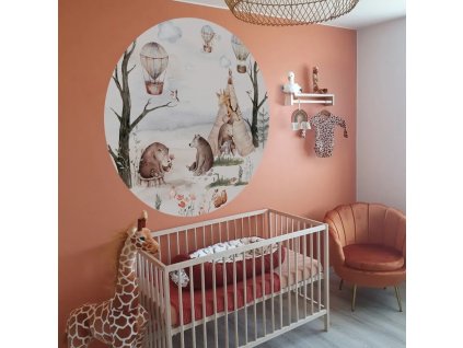 Samolepka okrúhla KEMPUJÚCA ZVIERATKA 120 CM