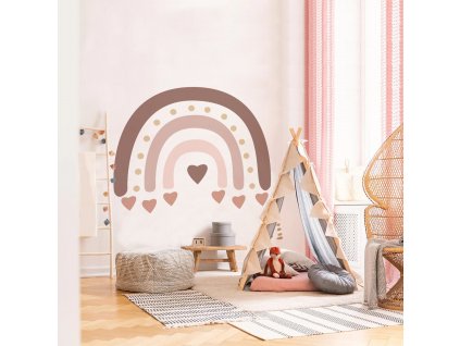 Samolepky na stenu BOHO DÚHA SO SRDIEČKAMI