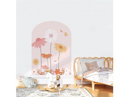 Samolepky na stenu BOHO OBLÚK - kvietkový