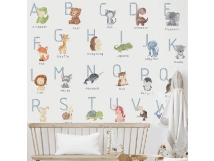 Samolepky na stenu ABECEDA S ROZKOŠNÝMI ZVIERATKAMI