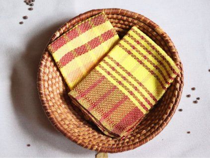Tkané bavlněné utěrky Puding a karamel