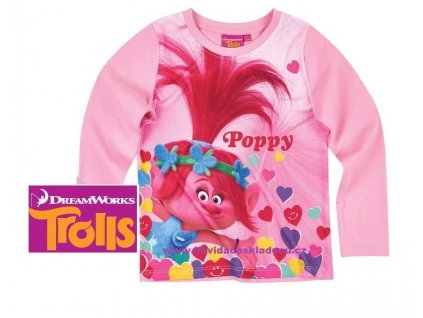 Triko dlouhý rukáv Trollové POPPY růžové  A4
