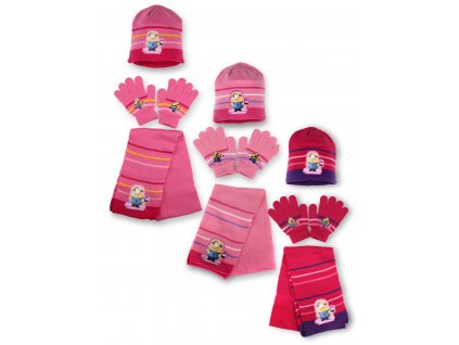 Set čepice,rukavice,šála  Mimoň světle růžový  A3