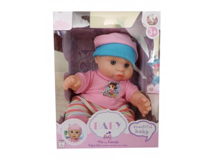 BEATIFUL Baby panenka mini růžová s proužky 20cm  E3