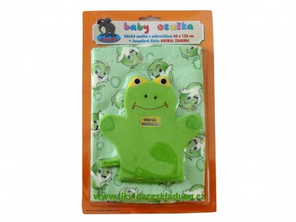 Kojenecká osuška zelená mikrovlákno + dárek žínka  G6