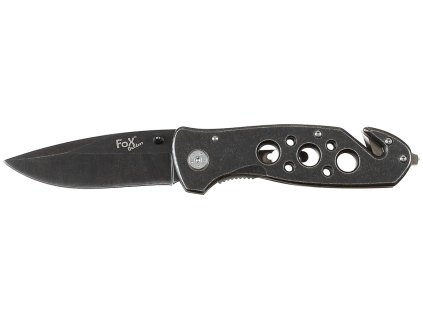 Zavírací nůž s řezacím a úderným nástrojem, hladké ostří, 20,5cm černý, stonewashed 45821 FoX Outdoor