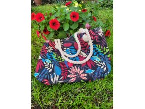 Plážová taška - Červené a modré květiny
