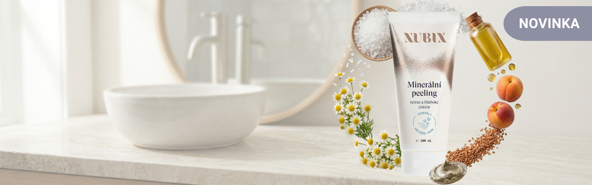 Balení NUBIX Minerální peeling s ingrediencemi