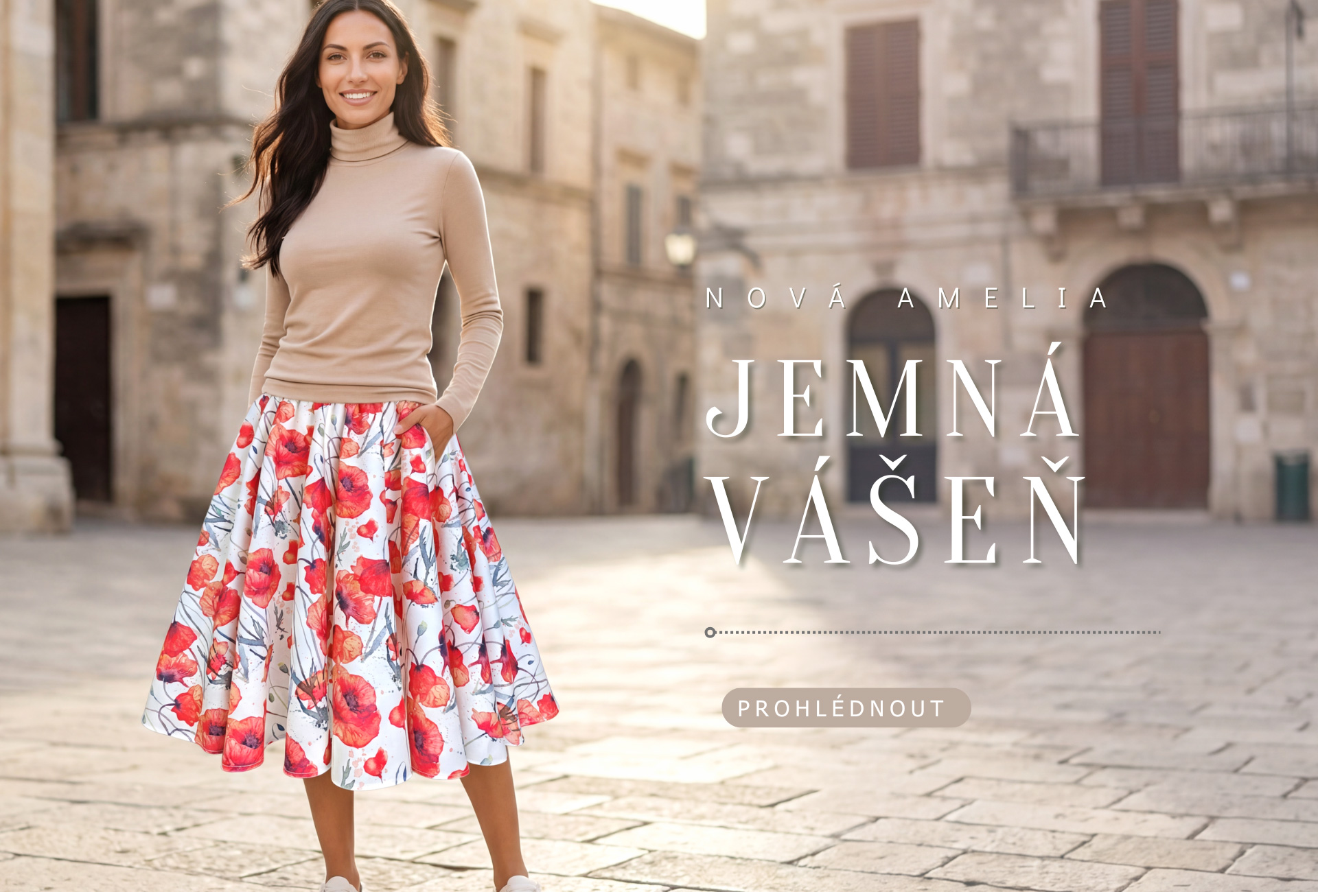 Kolová sukně Amelia Jemná vášeň